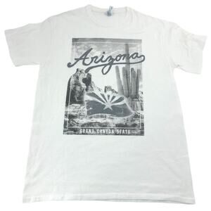 Delta MEDIUM White Arizona Grand Canyon State Tee Shirt T-Shirt Preshrunk Cotton